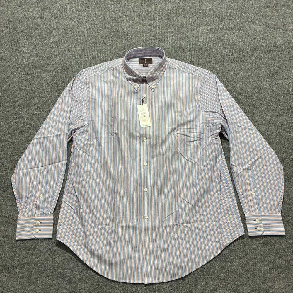Black Brown 1826 Mens Button Down Shirt Size XL Multicolor Striped Long Sleeve